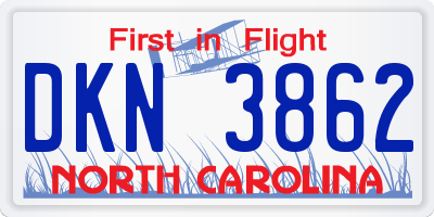 NC license plate DKN3862