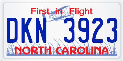 NC license plate DKN3923