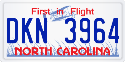NC license plate DKN3964