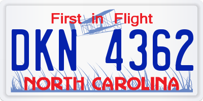 NC license plate DKN4362