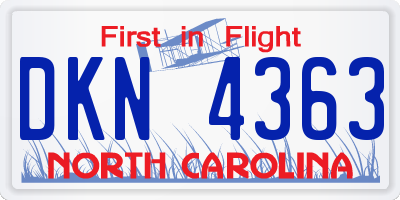 NC license plate DKN4363
