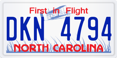 NC license plate DKN4794