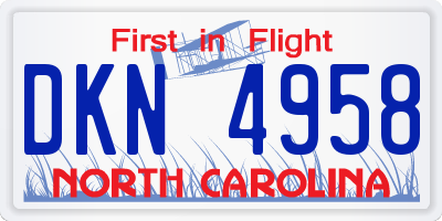 NC license plate DKN4958