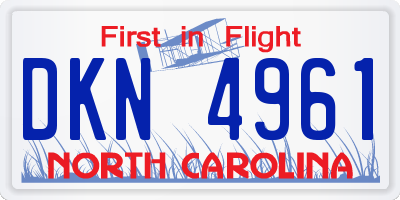 NC license plate DKN4961