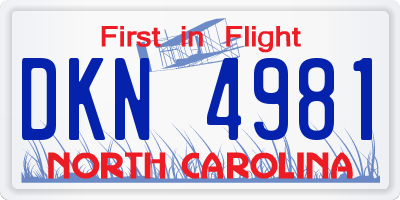 NC license plate DKN4981