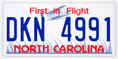 NC license plate DKN4991