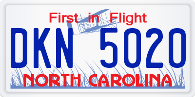 NC license plate DKN5020