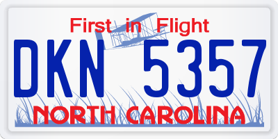 NC license plate DKN5357