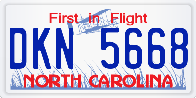 NC license plate DKN5668
