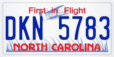 NC license plate DKN5783
