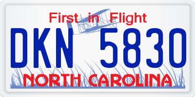 NC license plate DKN5830