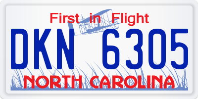 NC license plate DKN6305