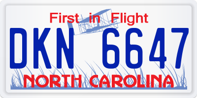 NC license plate DKN6647