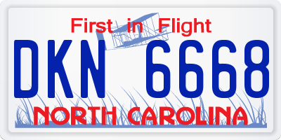 NC license plate DKN6668