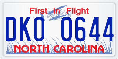 NC license plate DKO0644