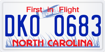 NC license plate DKO0683