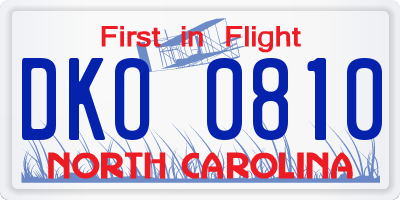 NC license plate DKO0810