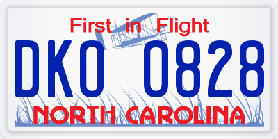 NC license plate DKO0828