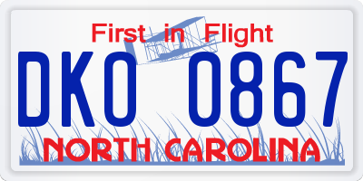 NC license plate DKO0867