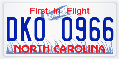 NC license plate DKO0966