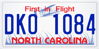 NC license plate DKO1084