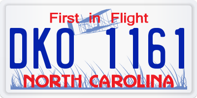 NC license plate DKO1161