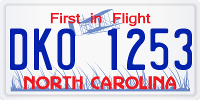 NC license plate DKO1253