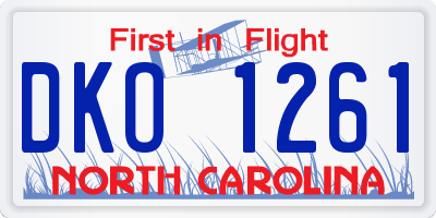 NC license plate DKO1261