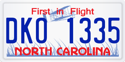 NC license plate DKO1335