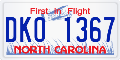 NC license plate DKO1367