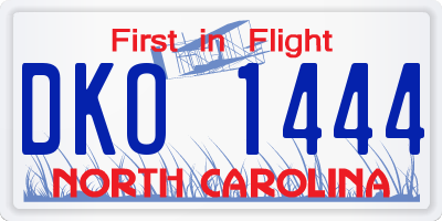 NC license plate DKO1444