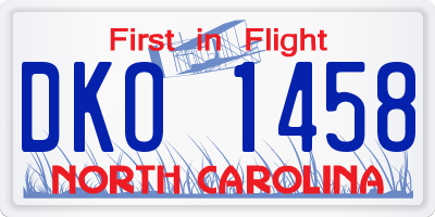 NC license plate DKO1458