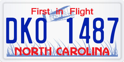 NC license plate DKO1487