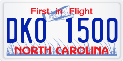 NC license plate DKO1500