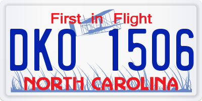 NC license plate DKO1506