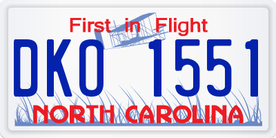NC license plate DKO1551