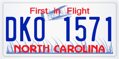 NC license plate DKO1571