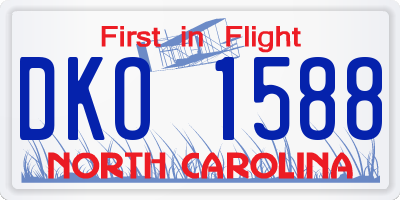 NC license plate DKO1588