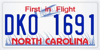 NC license plate DKO1691