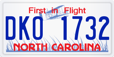 NC license plate DKO1732