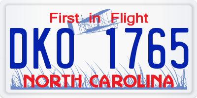 NC license plate DKO1765