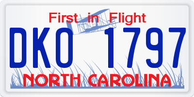 NC license plate DKO1797