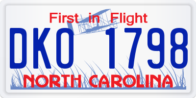 NC license plate DKO1798