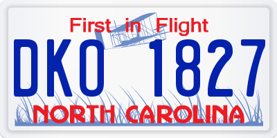 NC license plate DKO1827