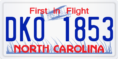 NC license plate DKO1853