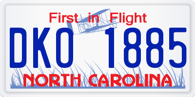 NC license plate DKO1885