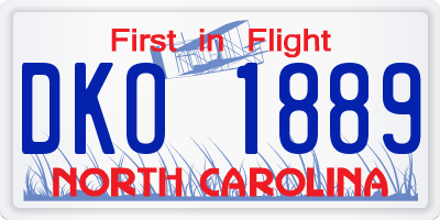 NC license plate DKO1889