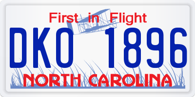 NC license plate DKO1896