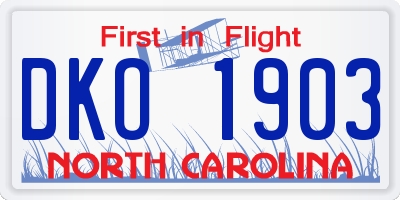 NC license plate DKO1903