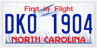 NC license plate DKO1904